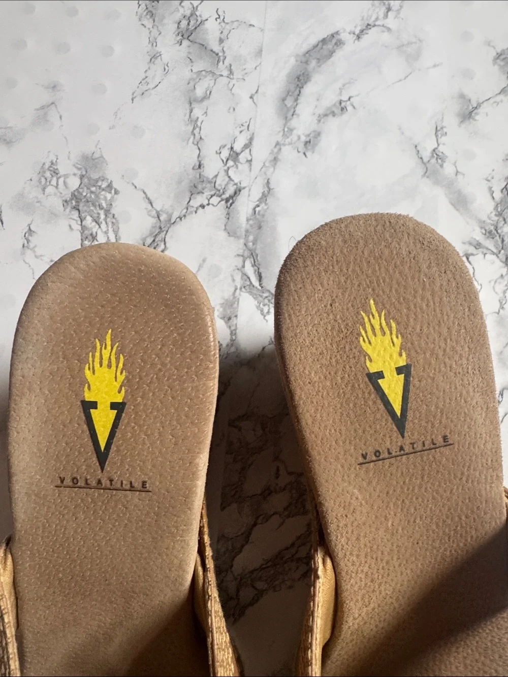 Volatile Lanelines Wedged Sandals Tan Size 10